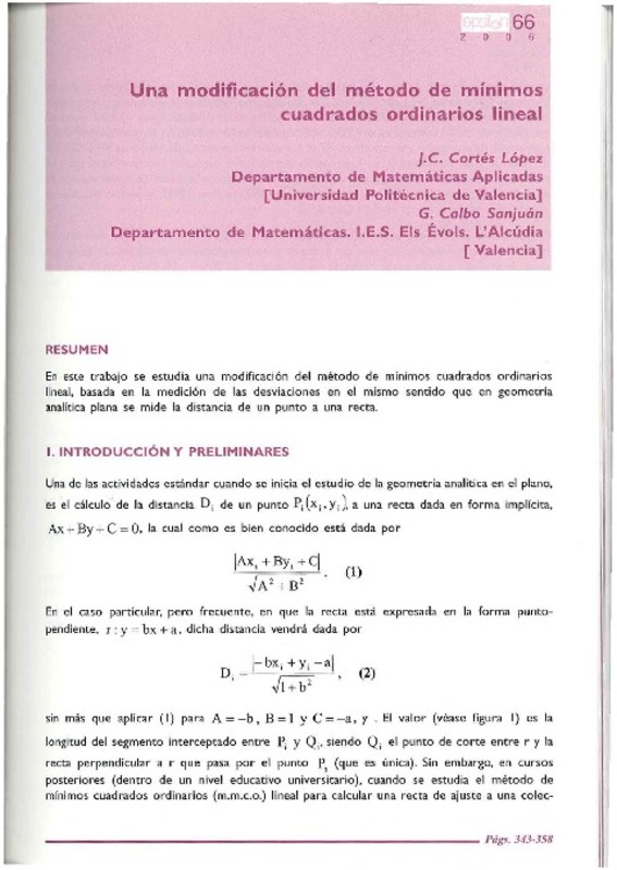 Una Modificacion Del Metodo De Minimos Cuadrados Ordinarios Lineal