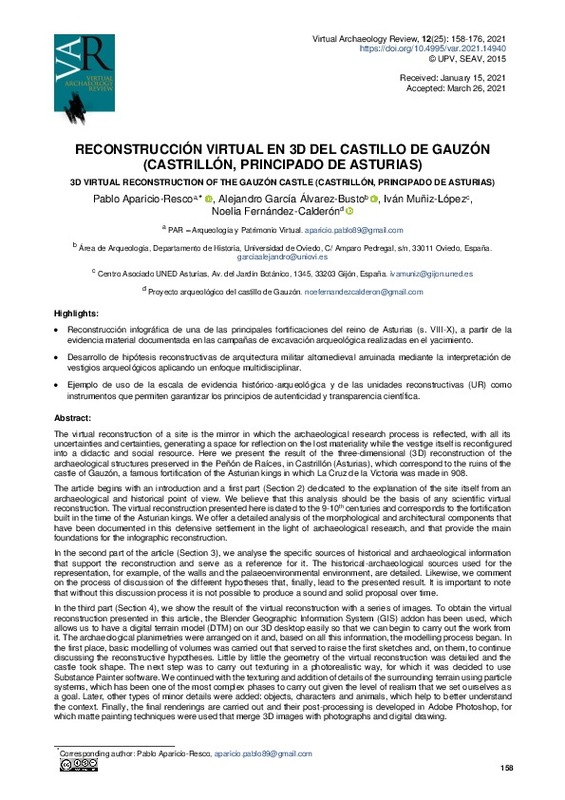 Escala de evidencia histórico-arqueológica de la reconstrucción virtual