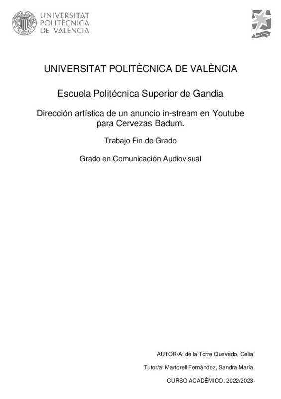 UNIVERSITAT POLITÈCNICA DE VALÈNCIA Escuela Politécnica Superior