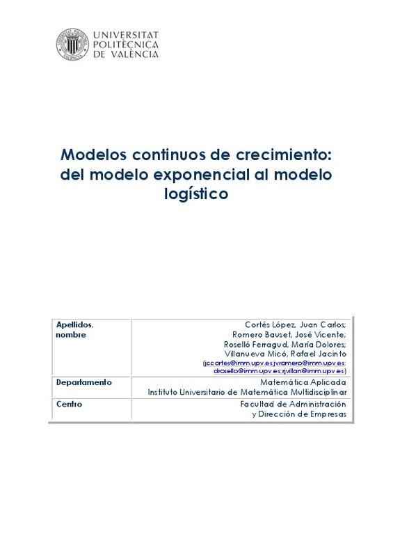 Modelos continuos de crecimiento: del modelo exponencial al modelo logístico