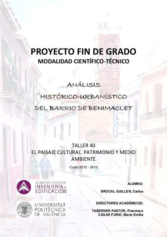 Analisis Historico Urbanistico Del Barrio De Benimaclet
