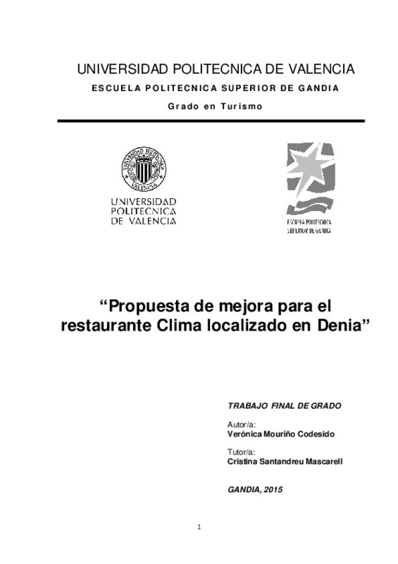 Propuesta de mejora para el restaurante Clima localizado en Denia”