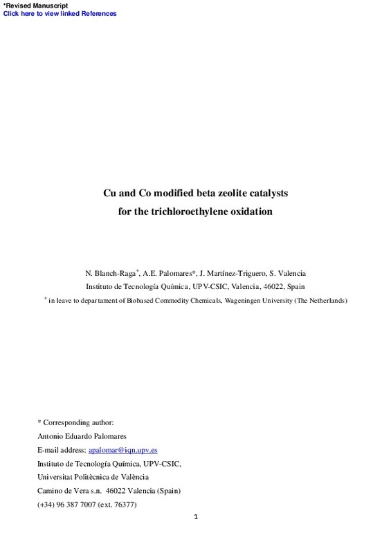 Cu And Co Modified Beta Zeolite Catalysts For The Trichloroethylene Oxidation